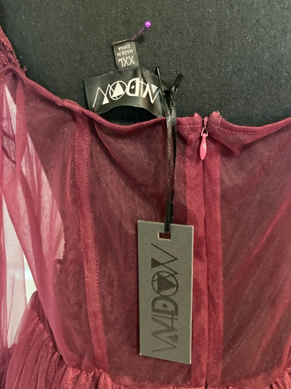 Dolls Kill Widow Dance with Death Maxi Dress - Burgundy - Picture 6 of 8